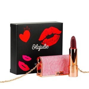 Bold Red Lipstick with Metallic Finish